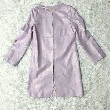 램 가죽 노카라 롱 코트 라이트 핑크