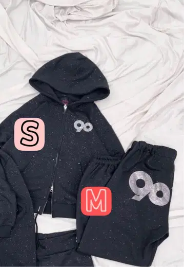9090 girl Logo Glitter 셋업