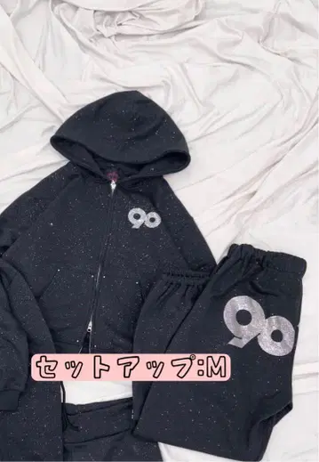 9090 girl Logo Glitter 셋업
