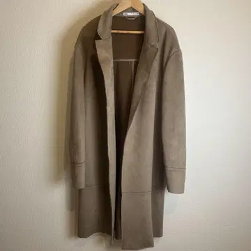 ZARA 자라 스웨이드 느낌 롱 코트 카멜 브라운 L
