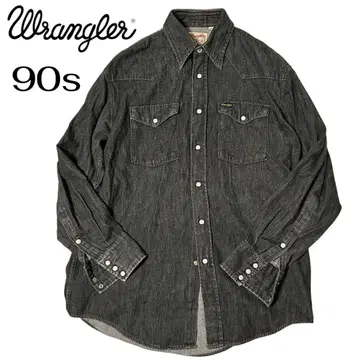 90s 랭글러 블랙 데님 웨스턴 셔츠 한국제