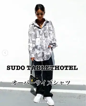 새상품급! SUDO TABLETHOTEL 셔츠 콜라주 패턴 오버 사이즈