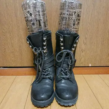 블랙 가죽 워크 부츠