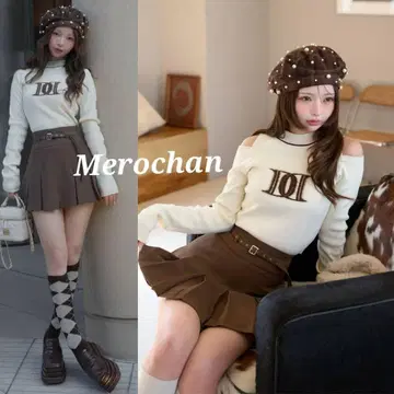 다리치 레이어드 라이크 로고 니트탑 아이보리
