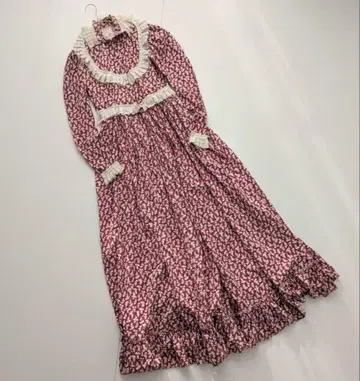 70s 빈티지 원피스 레이스 꽃무늬 빅토리아 롱