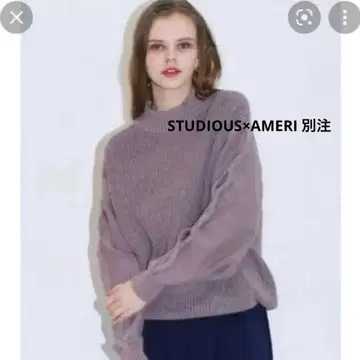 아메리 STUDIOUS x AMERI 별주 오픈 슬리브 케이블 니트