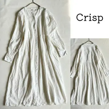 Crisp 크리스프 개더 셔츠 원피스 롱 화이트 프리 사이즈