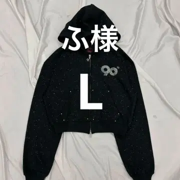 9090 girl Logo Glitter Zip Hoodie L 사이즈