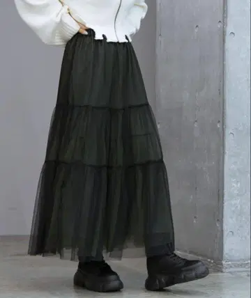 PAGEBOY 레이어드 샤샤 스커트 블랙