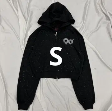 9090 girl Logo Glitter Zip Hoodie S