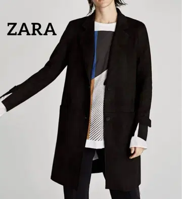 ZARA BASIC 자라 스웨이드 롱 코트 아우터 블랙