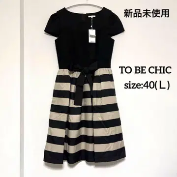 [택 포함 새상품] TO BE CHIC 2way 보더 절개 원피스 40