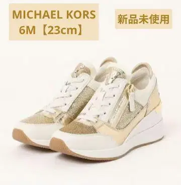 MICHAEL KORS 웨지 스니커즈 페일 골드 23 미사용