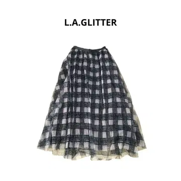 L.A.GLITTER 체크 튤 롱 스커트
