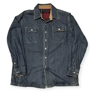 90's 빈티지 LANDS' END 데님 셔츠 안감 체크