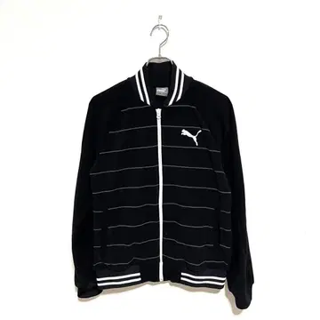 PUMA 남성용 긴팔 블루종 M 사이즈 블랙 보더 집업 봄/여름