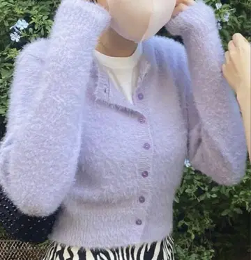 Bibiy 샤기 가디건 퍼플