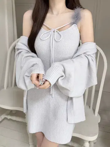 Lumignon FEATHER RIBBON OP + CARDIGAN