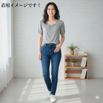 [쿠미쿄쿠] 개더 셔츠 퍼프 슬리브 상의 고급 성숙/러블리