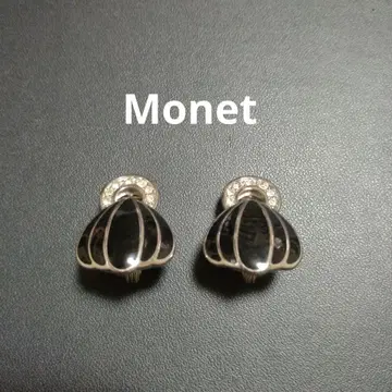 MONET 모네 빈티지 실버 x 블랙 에나멜 귀찌