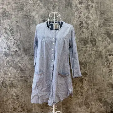 NO JEAN 노진 셔츠 튜닉 긴팔 스트라이프 파랑(M)