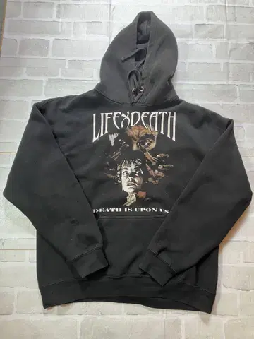 LIFE x DEATH 빈티지 블랙 후드티