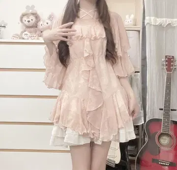 페어리 그런지 모리걸 프릴 레이스 시어 메로우 블라우스