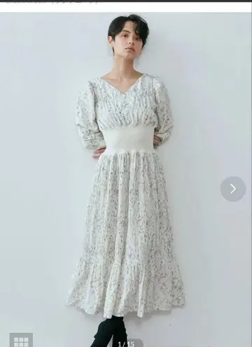 LAGUNAMOON 허리 리브 꽃무늬 패턴 원피스