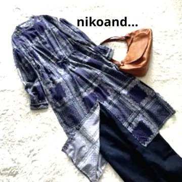nikoando 니코앤드 패치워크 패턴 롱 셔츠 원피스 sizeF