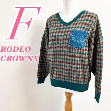 RODEO CROWNS 체크 무늬 니트 스웨터 캐주얼 코디 미들 기장
