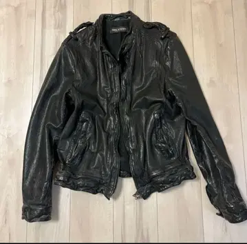 닐 바렛 블랙 가죽 라이더 자켓