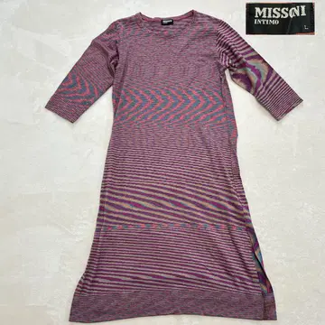 MISSONI 미쏘니 니트 롱 원피스 보더 올 패턴 멀티 컬러 L