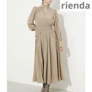 rienda 프릴 카라 도트 플레어 OP
