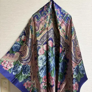 ETRO 에트로 꽃무늬 페이즐리 실크 대형 스톨 정사각형 광택감