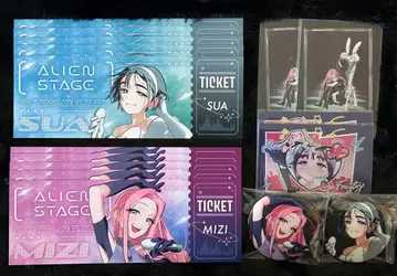 에이리언 스테이지 미지 스아 티켓풍 카드 캔뱃지 트레이딩 카드