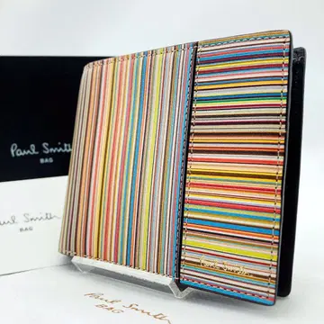 폴스미스 Paul Smith 이단 접이식 지갑 멀티 스트라이프 패치워크