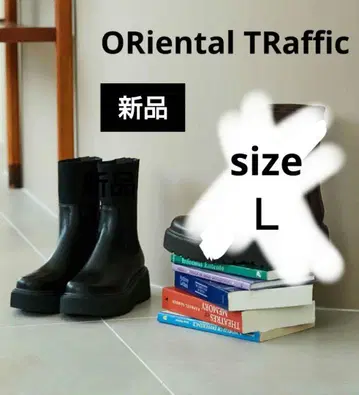 ORiental TRaffic 통굽 리브 니트 부츠 L 블랙