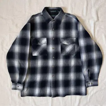 90s CLAYBROOKE 옴브레 체크 셔츠 블랙 화이트 새상품급 L