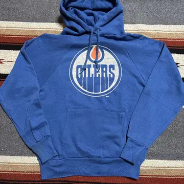 70s 80s 블루 오일ers 로고 후드 부착 후드티 빈티지 USA제