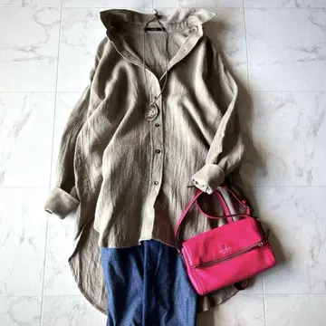 뮤닉 울 린넨 오버 셔츠 베이지 겉옷 셔츠 자켓