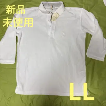 화이트 코튼 피케 셔츠 7부 소매