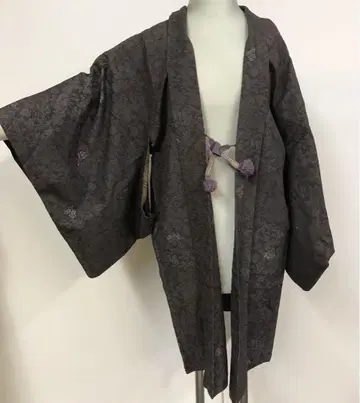 앤티크 시크한 긴 겉옷 초화 무늬 기모노 레트로