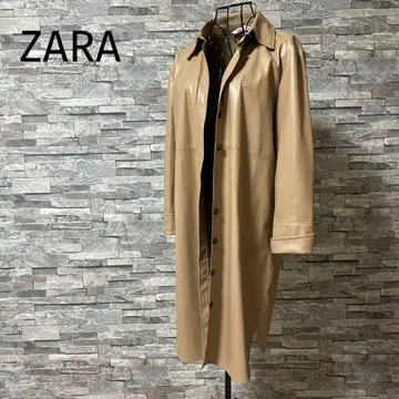 ZARA 자라 S 베이지 인조 가죽 코트 스탠 칼라 고품질