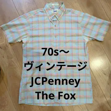 70s~ 빈티지 JC 페니 Fox 버튼 다운 반팔 셔츠 파스텔 체크