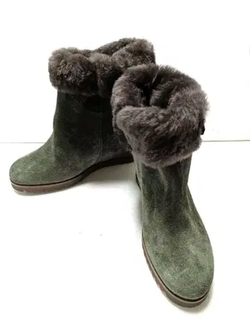 천연 가죽 웨지 숏 어그 부츠(24cm)