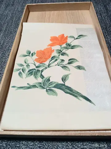 나고야 오비 가지꽃 문양 은사 9촌 순수 실크