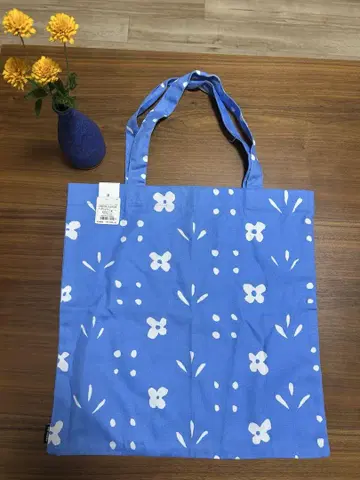 새상품 마리메꼬 이시모토 후지오 꽃무늬 파란색 토트백