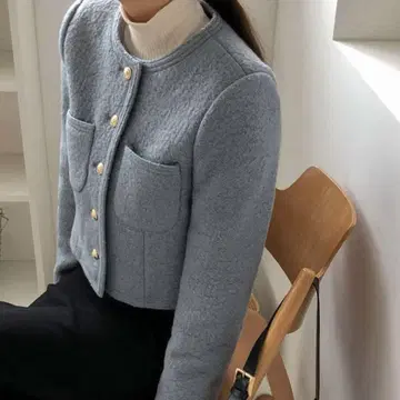 크롭 울 부클레 트위드 자켓
