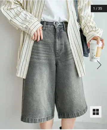 빈티지 가공 데님 하프 팬츠