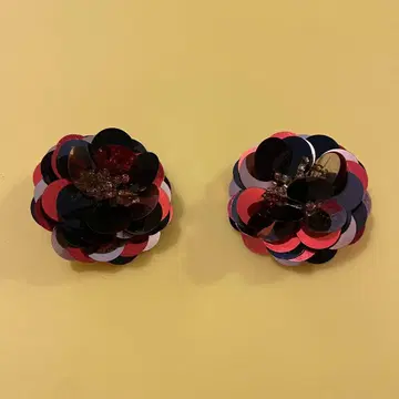 USED 스팽글 꽃 귀찌